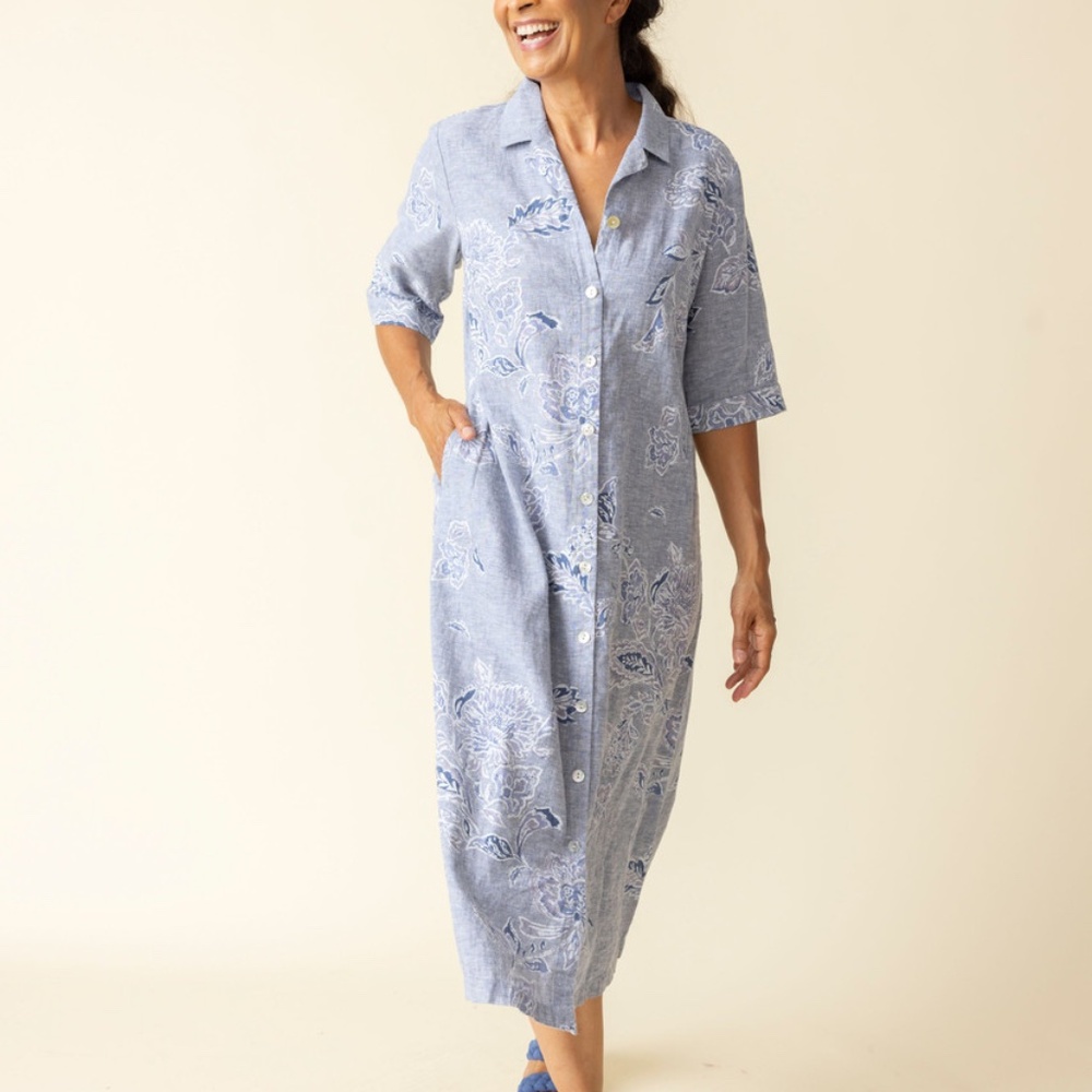 Habitat Linen Shirt Dress - Indigo